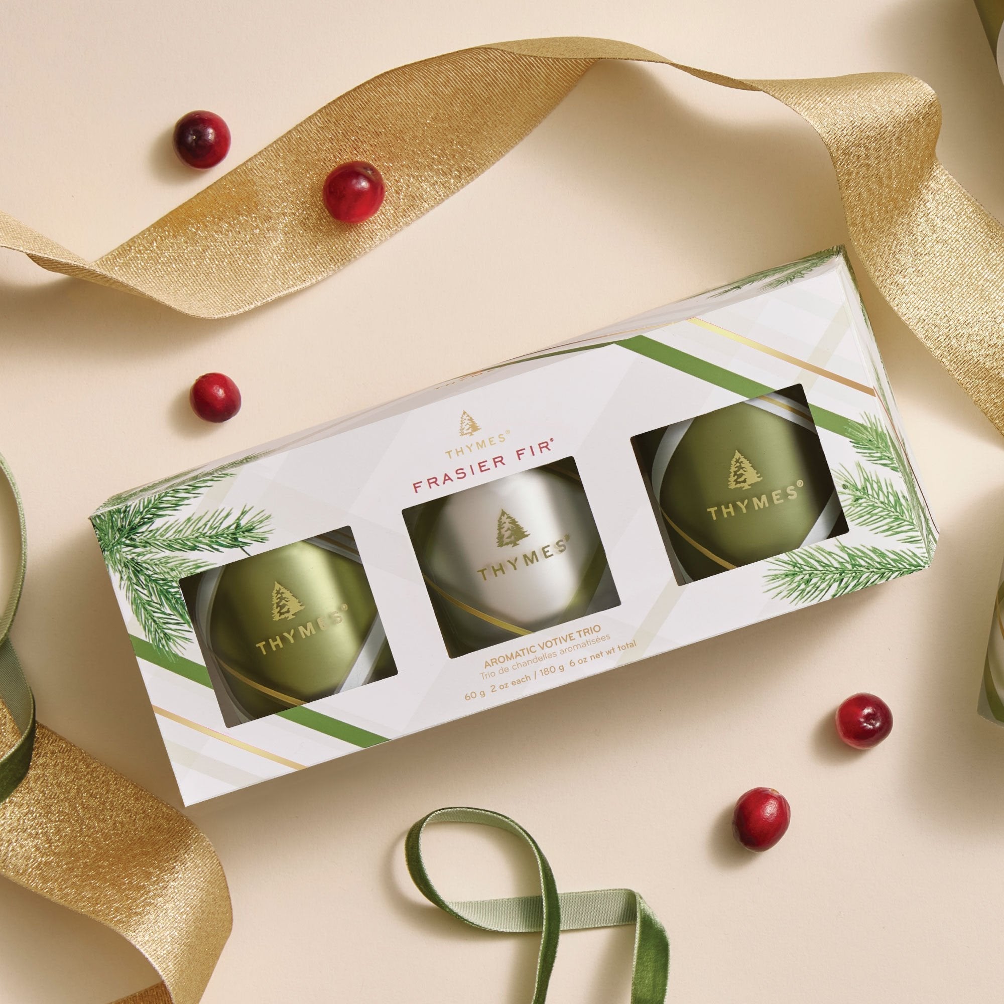 Frasier Fir® Frosted Plaid Votive Trio