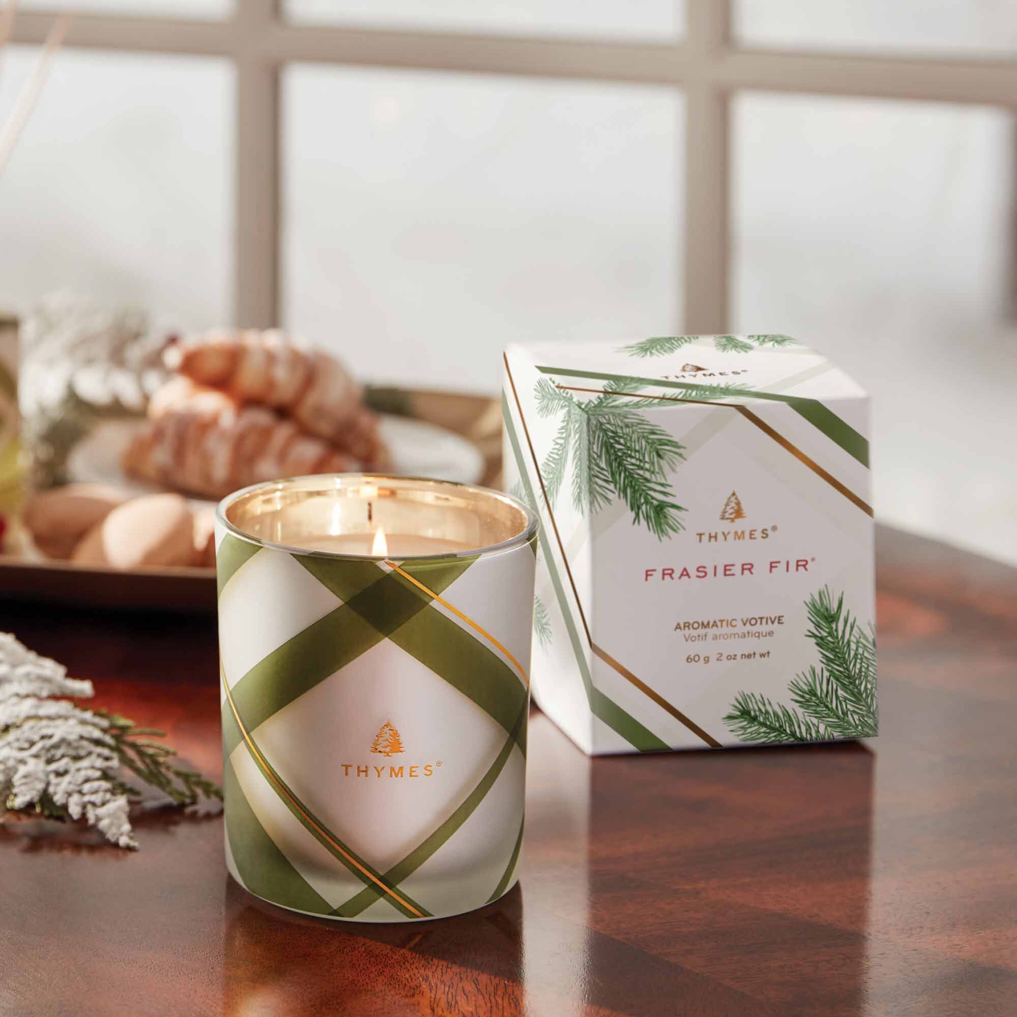 Frasier Fir® Frosted Plaid Votive Candle