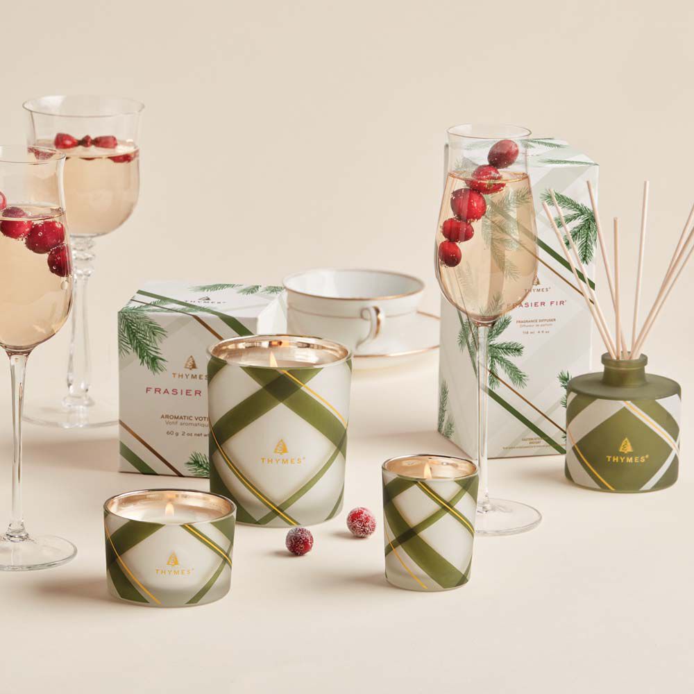 Frasier Fir® Frosted Plaid Votive Candle